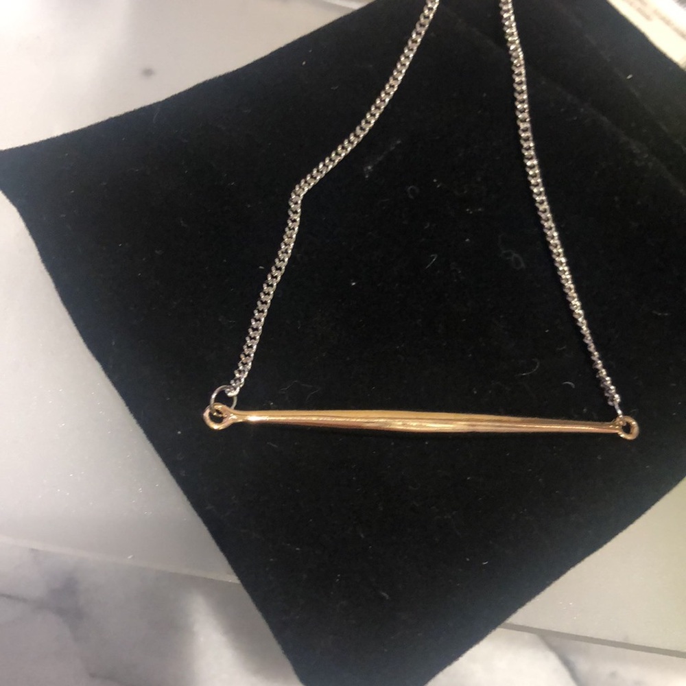 Dainty &Simple Gold Bar on Silver Chain,NWT